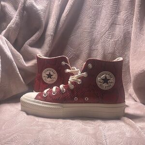 Converse Women's High-Top Sneakers in Red Snake Print